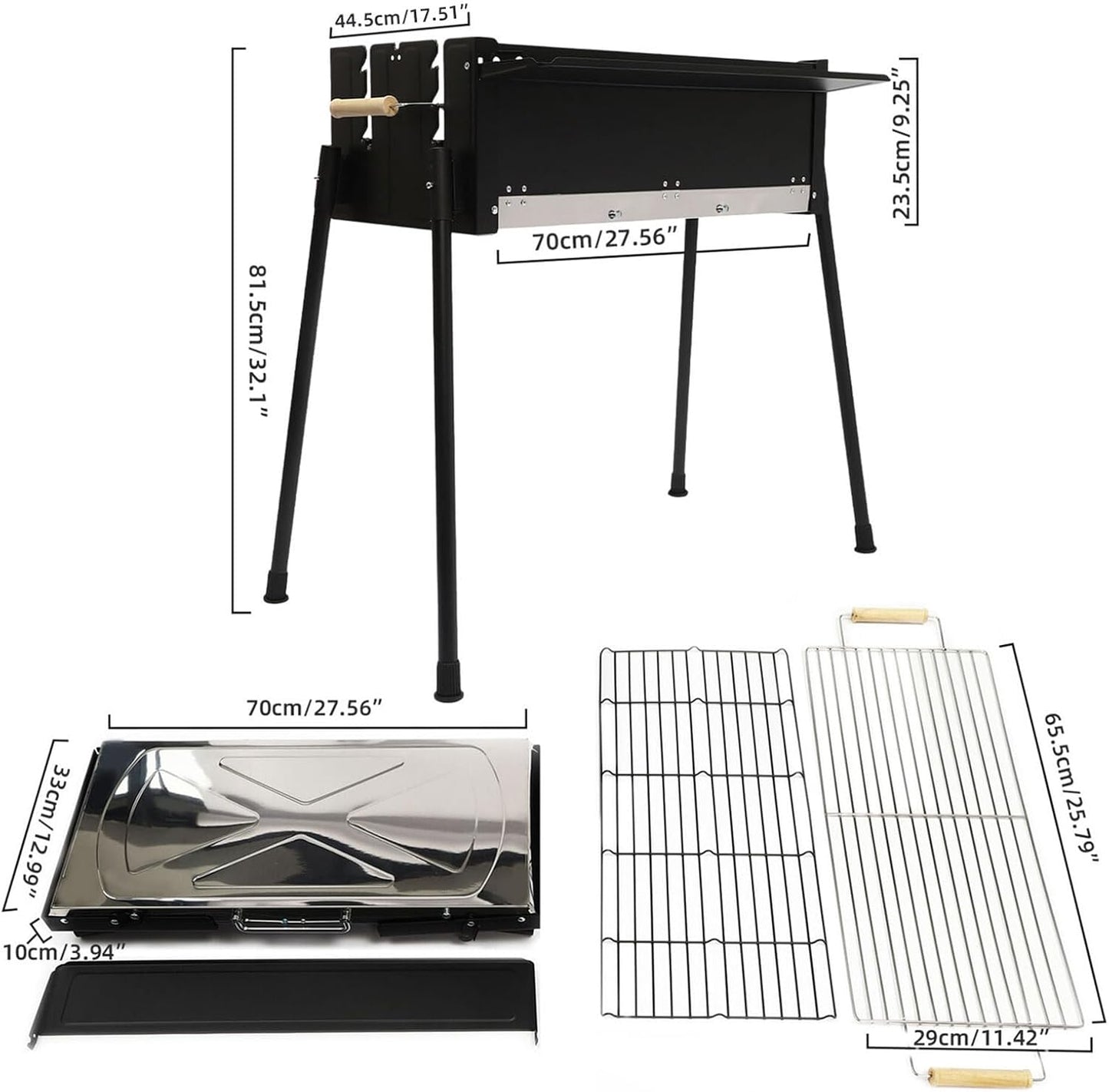Portable Stainless Steel Charcoal Grill for Camping